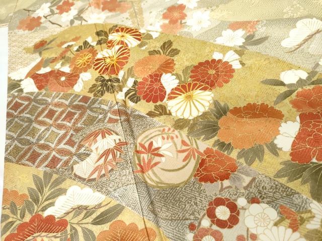 平和屋着物●訪問着 駒刺繍 吉祥花丸文 金彩 正絹 逸品 AABG5322cs