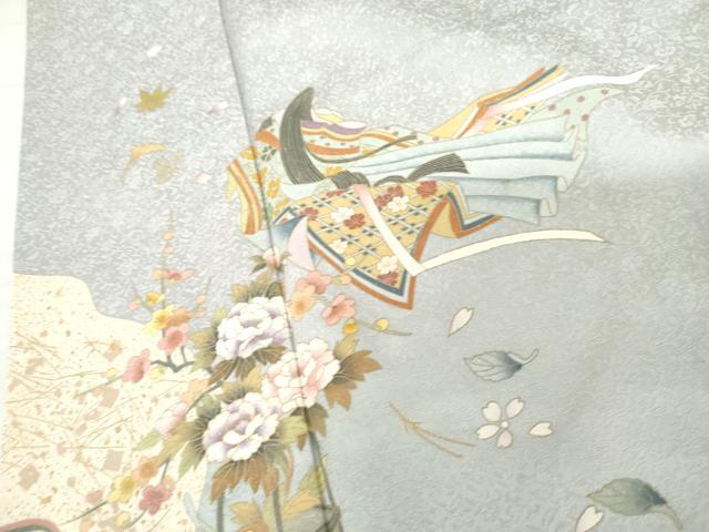 平和屋着物●訪問着 友禅 女人花文 暈し染め 金彩 正絹 逸品 AABG5325cs