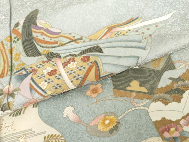 平和屋着物●訪問着 友禅 女人花文 暈し染め 金彩 正絹 逸品 AABG5325cs