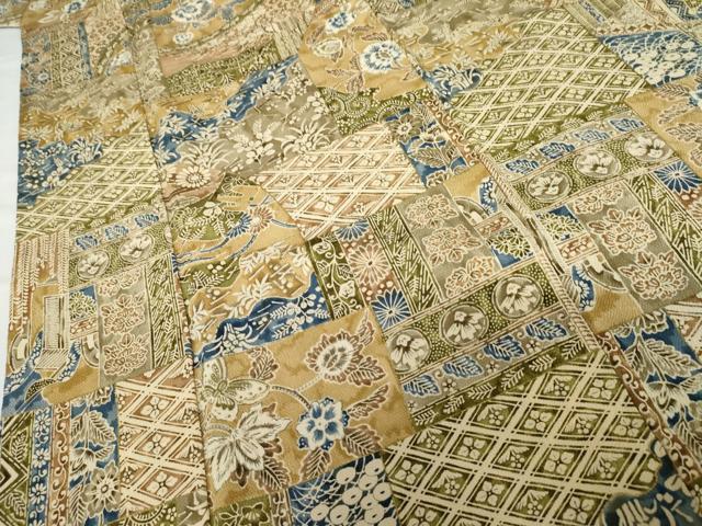 平和屋着物●上質な小紋 更紗花蝶文 金彩 鬼しぼ縮緬 高島屋扱い 正絹 逸品 AABG5326cs