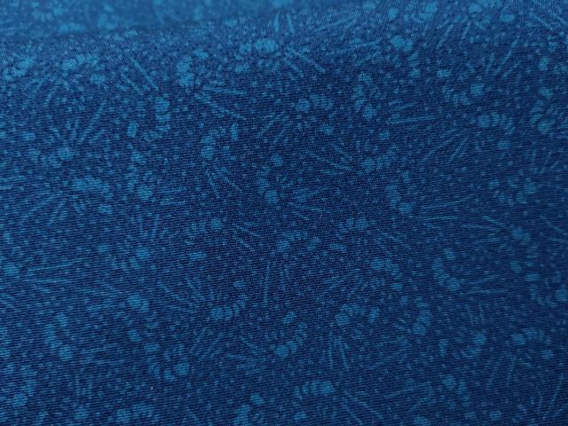 平和屋着物●藍染師 蓬菜正 小紋 藍 草花文 正絹 逸品 AABG5327cs