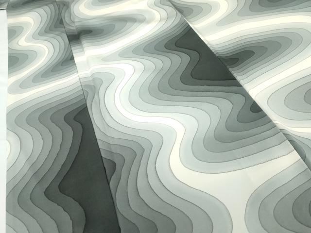 平和屋着物●染色作家 斉藤三才 小紋 流水文 暈し染め 正絹 逸品 AABG5337cs