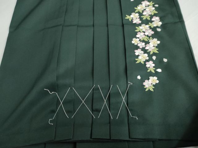 平和屋着物●女性 行灯袴 刺繍 葉桜 金糸 洗える着物 未使用 AABG5341cs