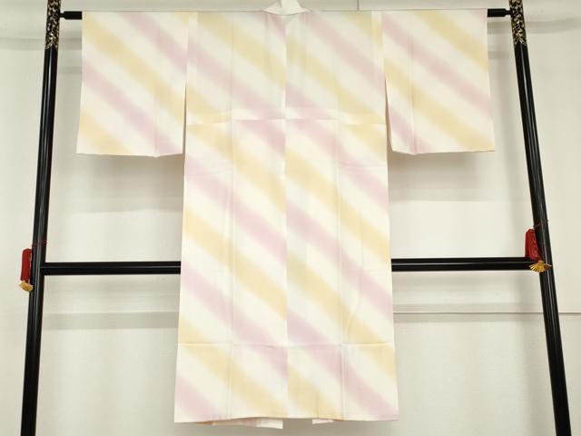 平和屋着物●長襦袢 無双仕立て 斜縞 紬屋吉平 たとう紙付き 正絹 逸品 未使用 AABG5349cs