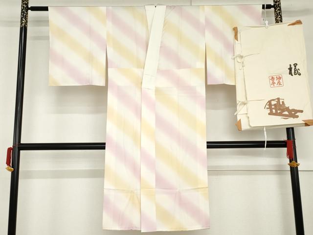平和屋着物●長襦袢 無双仕立て 斜縞 紬屋吉平 たとう紙付き 正絹 逸品 未使用 AABG5349cs