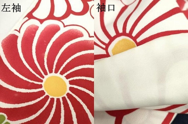 平和屋着物●小二尺袖 舞花文 振袖 洗える着物 AABG5353cs