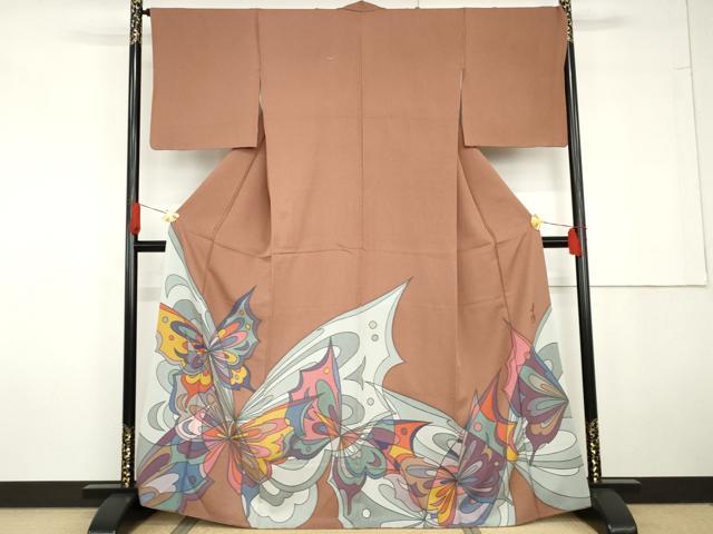 平和屋着物●染色の魔術師 染乃座・大久保玄才 そめのざ玄才 色留訪問着 舞蝶文 正絹 逸品 AABG5365cs