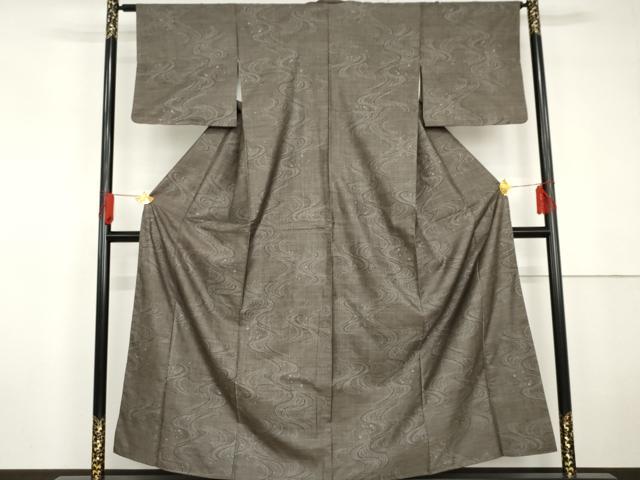 平和屋着物●本場大島紬 泥染め カタス9マルキ 流水文 正絹 逸品 AABG5367cs