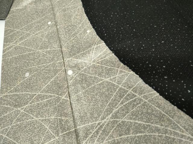 平和屋着物●訪問着 駒刺繍 露芝文 黒地 正絹 逸品 AABG5369cs