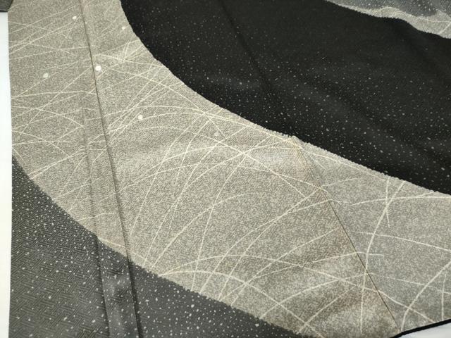 平和屋着物●訪問着 駒刺繍 露芝文 黒地 正絹 逸品 AABG5369cs