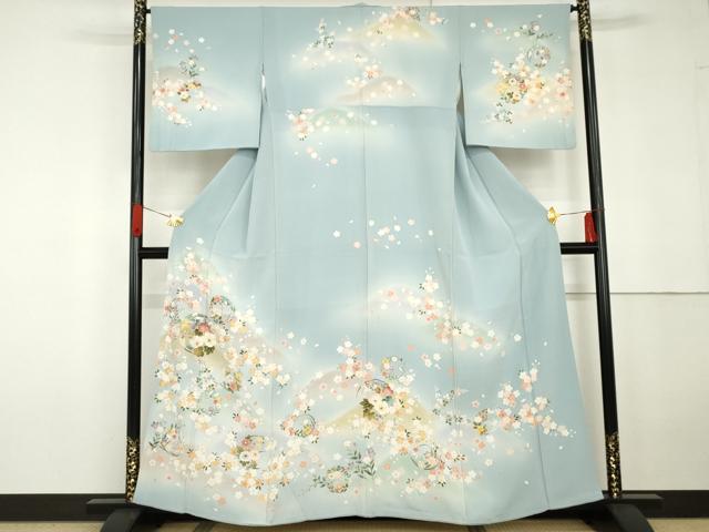 平和屋着物●訪問着 友禅 重ね山花丸文 暈し染め 金彩 正絹 逸品 AABG5380cs