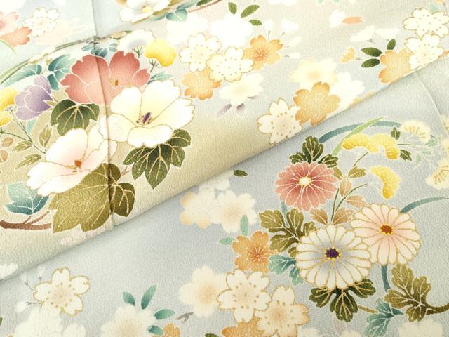 平和屋着物●訪問着 友禅 重ね山花丸文 暈し染め 金彩 正絹 逸品 AABG5380cs