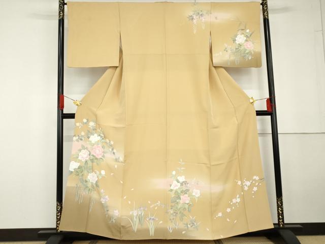 平和屋着物●訪問着 手描き 枝花文 暈し染め 正絹 逸品 AABG5381cs