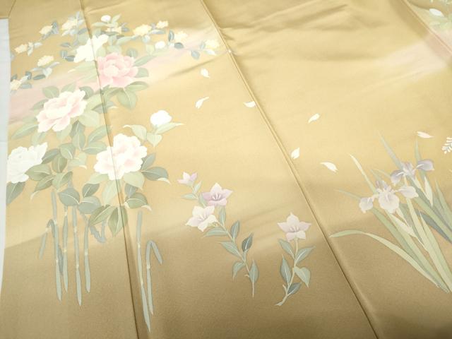 平和屋着物●訪問着 手描き 枝花文 暈し染め 正絹 逸品 AABG5381cs
