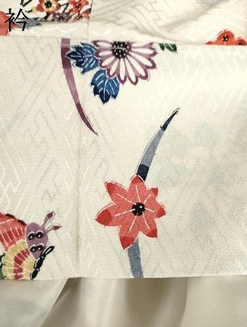 平和屋着物●上質な小紋 型染め 花蝶文 正絹 逸品 AABG5389cs