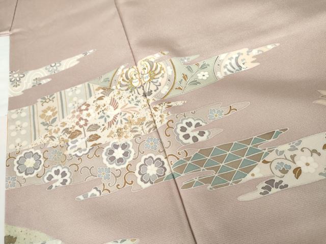 平和屋着物●訪問着 友禅 駒刺繍 鳳凰吉祥花唐草文 金彩 正絹 逸品 AABG5396cs