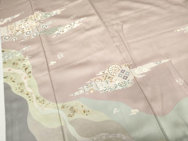 平和屋着物●訪問着 友禅 駒刺繍 鳳凰吉祥花唐草文 金彩 正絹 逸品 AABG5396cs