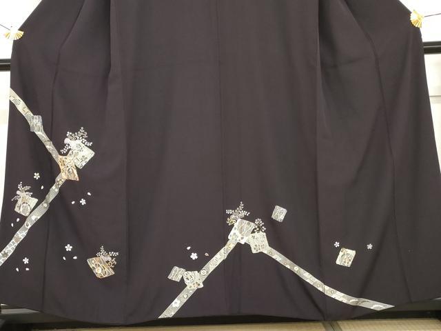 平和屋着物●訪問着 駒刺繍 色紙重ね花鳥文 金彩 正絹 逸品 AABG5409cs