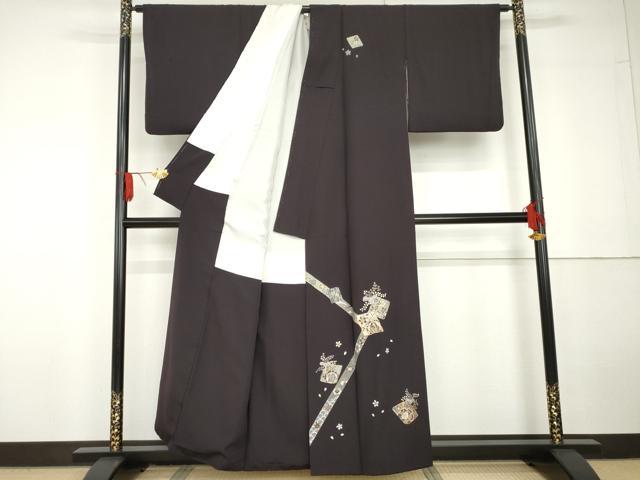平和屋着物●訪問着 駒刺繍 色紙重ね花鳥文 金彩 正絹 逸品 AABG5409cs
