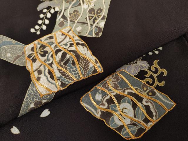 平和屋着物●訪問着 駒刺繍 色紙重ね花鳥文 金彩 正絹 逸品 AABG5409cs