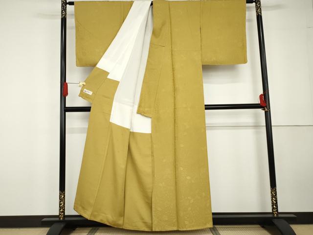 平和屋着物●上質な色無地 辻が花地紋 芥子色 やまと誂製 正絹 逸品 未使用 AABG5410cs
