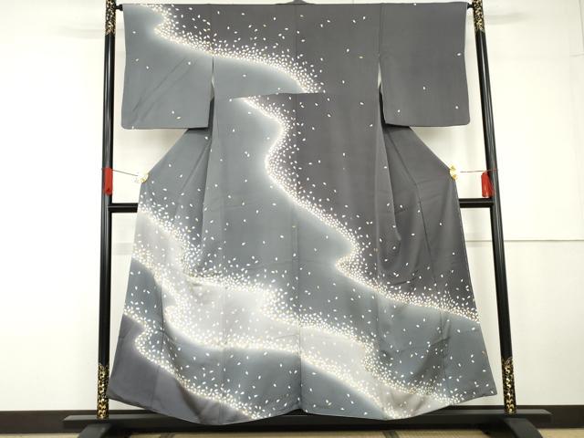 平和屋着物●訪問着 流水舞花文 暈し染め 金彩 正絹 逸品 AABG5411cs