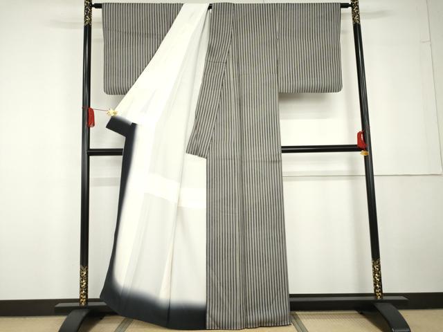 平和屋着物●上質な小紋 縞 正絹 逸品 AABG5413cs