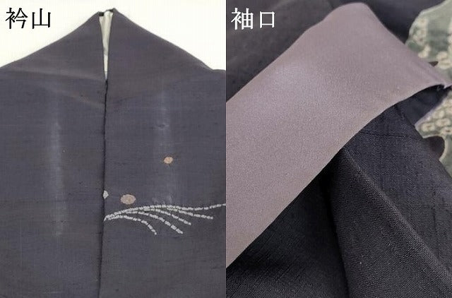 平和屋着物●訪問着 紬地 絞り 雪芝に跳び兎 金糸 正絹 逸品 AABG5415cs