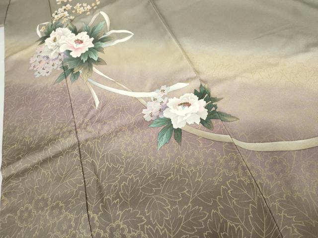平和屋着物●中嶋まさひろ 蝋彩染作家 訪問着 手描き 草花文 暈し染め 正絹 逸品 AABG5426cs
