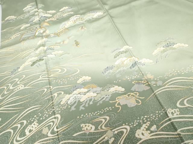 平和屋着物●豪華色留袖 友禅 浜松人物風景文 金彩 正絹 逸品 AABG5432cs