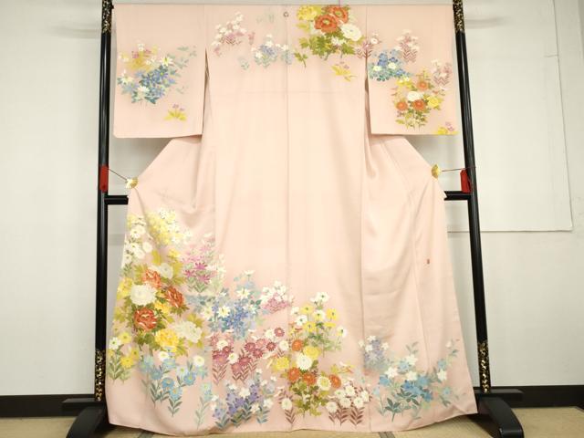 平和屋着物●本加賀友禅作家 毎田仁郎 訪問着 枝花文 正絹 逸品 AABG5437cs