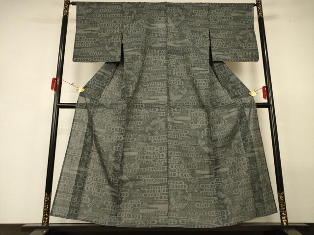 平和屋着物*夏物 結城紬 夏結城 花蝶文 正絹 逸品 AABG5474jd