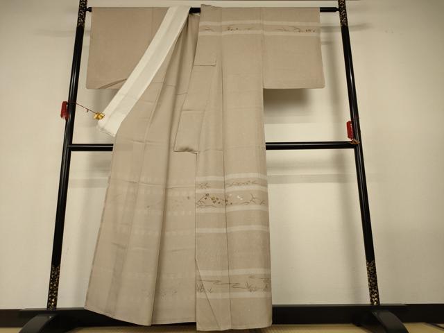 平和屋着物*夏物 訪問着 縦絽 刺繍 流水草花文 蜻蛉 金彩 正絹 逸品 AABG5492jd