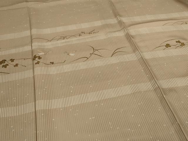 平和屋着物*夏物 訪問着 縦絽 刺繍 流水草花文 蜻蛉 金彩 正絹 逸品 AABG5492jd