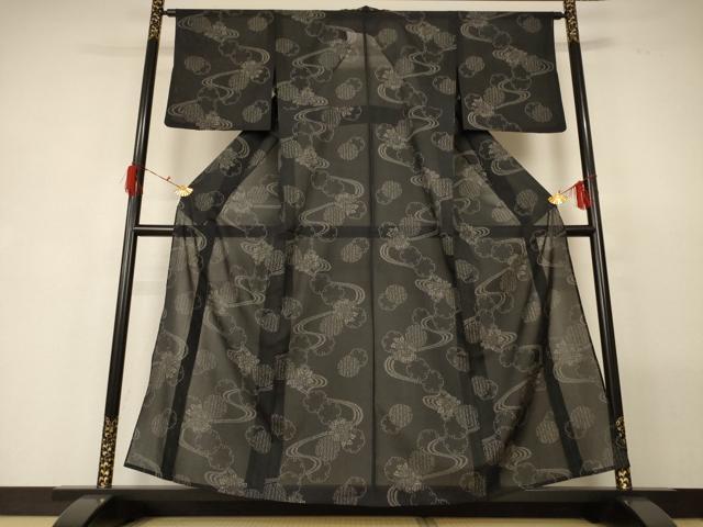 平和屋着物*夏物 小紋 紗 流水雪輪花文 正絹 逸品 AABG5500jd