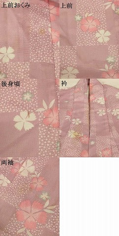 平和屋着物*夏物 小紋 絽 舞花文 洗える着物 AABG5506jd