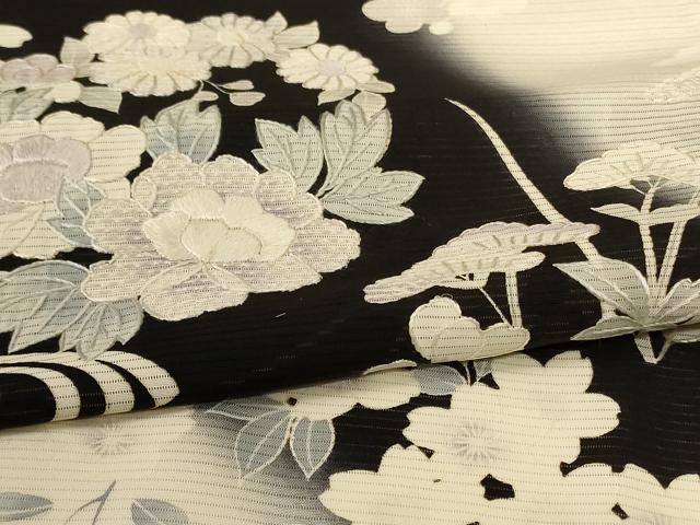 平和屋着物*夏物 訪問着 絽 流水草花文 正絹 逸品 AABG5518jd