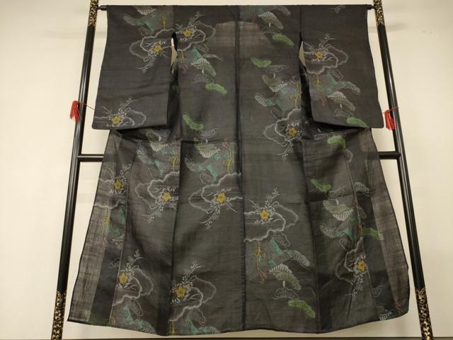 平和屋着物*夏物 重要無形文化財 本場宮古上布 雲重ね花文 苧麻 逸品 AABG5519jd