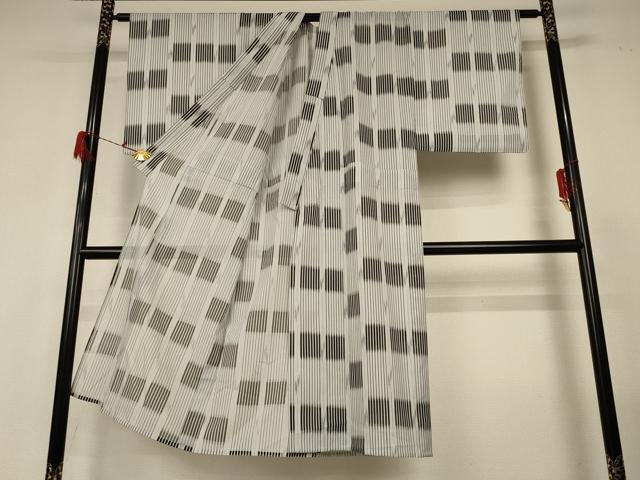 平和屋着物*夏物 男性 小紋 絽 変わり縞 洗える着物 AABG5524jd