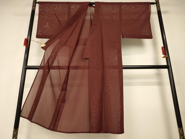 平和屋着物*夏物 男性 色無地 アンサンブル 絽 赤褐色 正絹 逸品 AABG5526jd