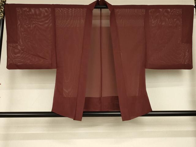 平和屋着物*夏物 男性 色無地 アンサンブル 絽 赤褐色 正絹 逸品 AABG5526jd