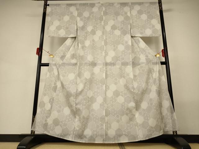 平和屋着物*夏物 小紋 紗 麻の葉文様 洗える着物 AABG5528jd