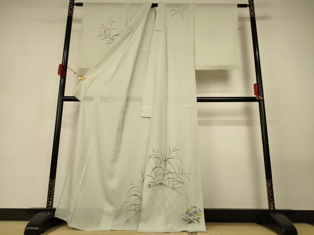 平和屋着物*夏物 訪問着 絽 手描き 草花文 金彩 正絹 逸品 AABG5560jd