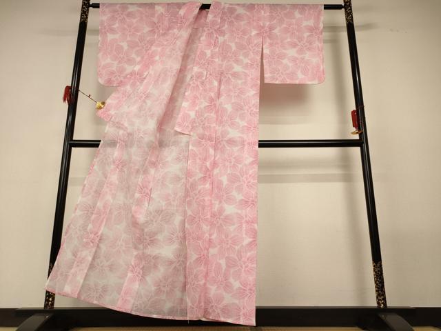 平和屋着物*夏物 小紋 紗 花づくし AABG5571jd