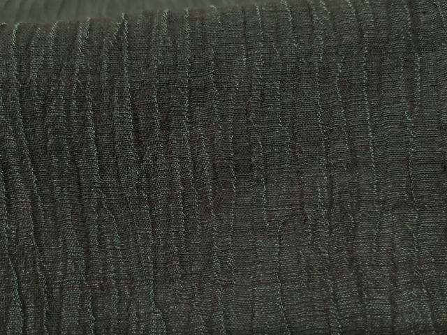平和屋着物*夏物 色無地 ちぢみ織 黒緑色 正絹 逸品 AABG5576jd