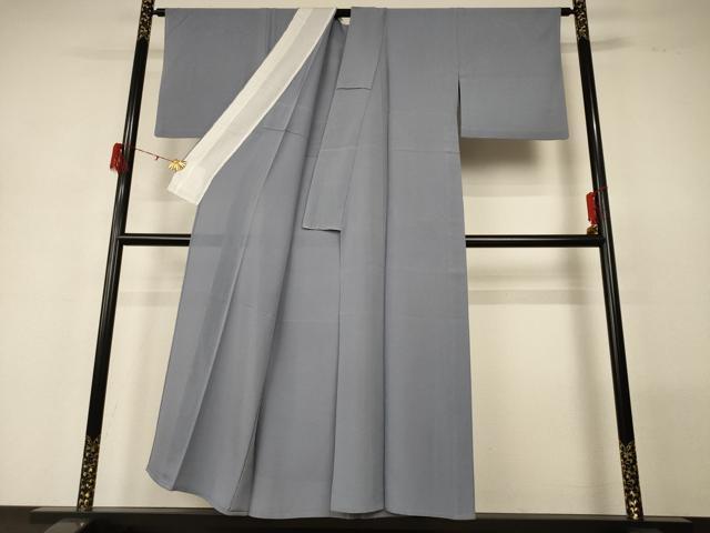 平和屋着物*夏物 色無地 絽縮緬 薄墨色 正絹 逸品 AABG5583jd