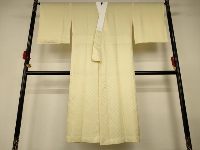 平和屋着物*夏物 長襦袢 市松文様 淡黄色 正絹 逸品 AABG5586jd