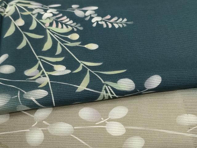 平和屋着物*夏物 訪問着 絽 手描き 枝葉文 暈し染め 金彩 正絹 逸品 AABG5589jd