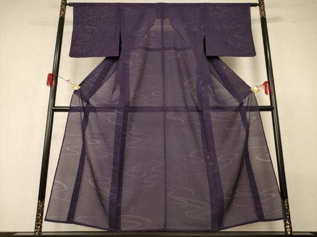 平和屋着物*夏物 小紋 縦絽 流水文 正絹 逸品 AABG5594jd