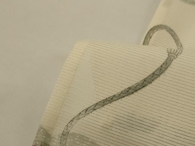 平和屋着物*夏物 小紋 絽 手描き 雲取り扇子花文 正絹 逸品 AABG5596jd